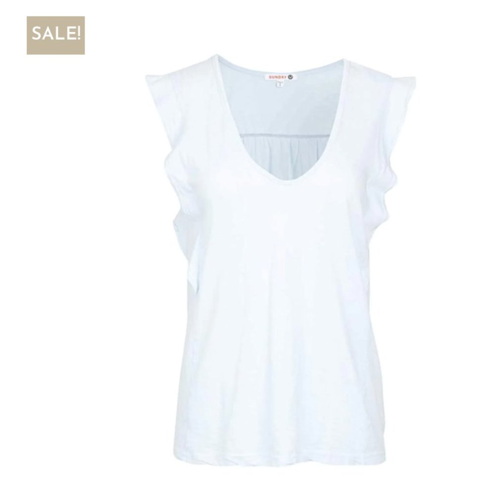 Sundry U Neck Flutter Sleeve Top